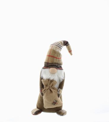 Festive – Gonk With Tartan Sack Brown – 47cm
