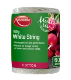 TWINE COTTON WHITE STRING 100G 60M