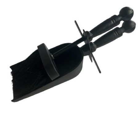 Quality Heavy Duty - Fire Shovel & Brush Set Black