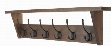 COAT HOOK BAR WITH SHELF – RUSTIC BROWN/BLACK