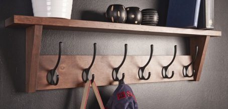 COAT HOOK BAR WITH SHELF - RUSTIC BROWN/BLACK - Image 2