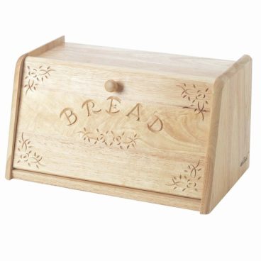BEECHWOOD BREAD BIN CARVED DROP FRONT STOW