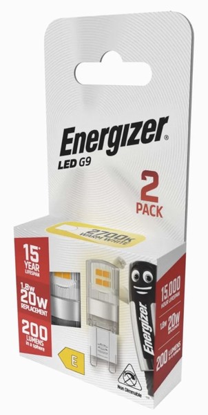 Energizer LED G9 470lm 4.2W 2,700K PK2
