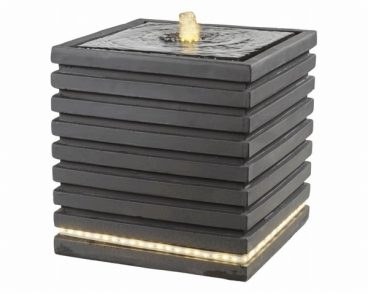 Kaemingk Fountain Squared With Ribs Anthracite with Warm White L