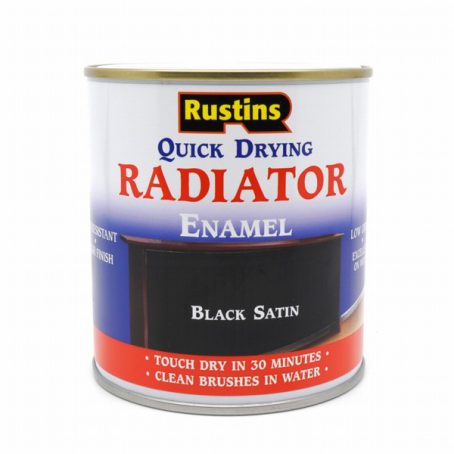 RUSTINS QD RADIATOR ENAMEL SATIN BLACK 500ML