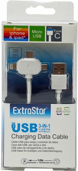 EXTRASTAR 3IN1 USB CHARGING CABLE 1.2M