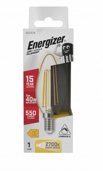 Energizer – Candle Clear Warm White Dimmable – 40W SES/E14