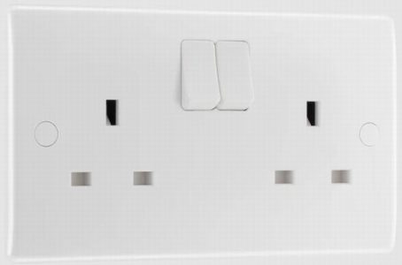 BG - Switched Socket - 2Gang White