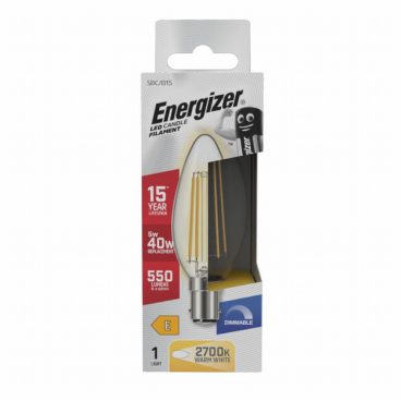 Energizer – Candle Clear Warm White Dimmable – 5W SBC/B15