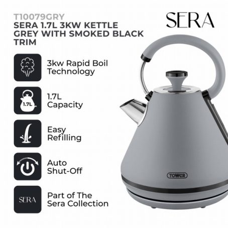 KETTLE TOWER SERA PYRAMID GREY 1.7L - Image 2