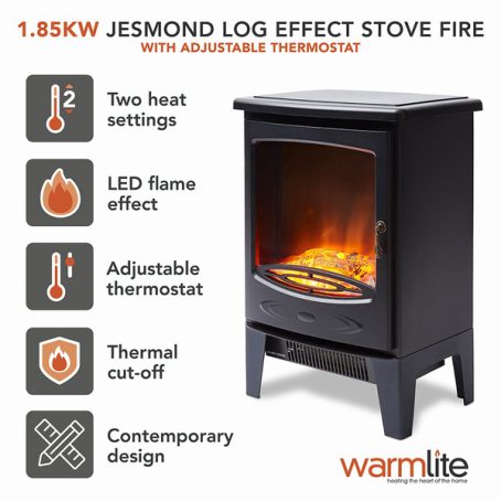 Warmlite - Jesmond Log Effect Fire Stove Black - Image 2