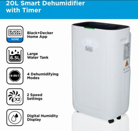 Black&Decker - Dehumidifier - 20L/Day - Image 2