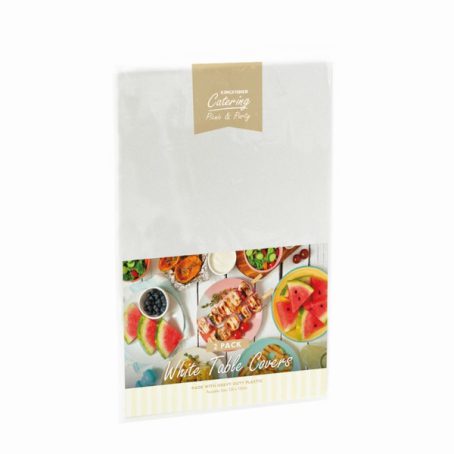 2 Pack of 120 x 120cm White Plastic Table Covers