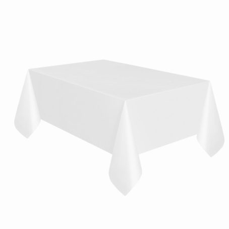 2 Pack of 120 x 120cm White Plastic Table Covers - Image 2