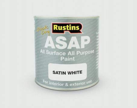 RUSTINS ASAP QD PAINT SATIN WHITE 500ML