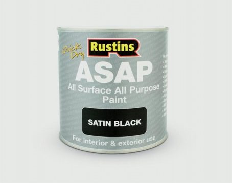 RUSTINS ASAP QD PAINT SATIN BLACK 500ML
