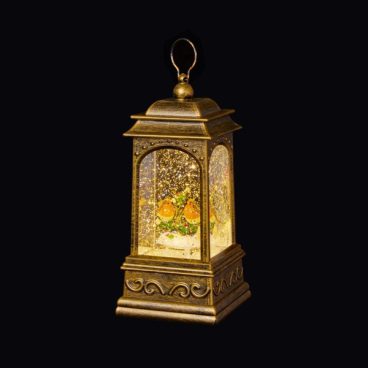 WATER LANTERN ROBIN GLITTER 21CM