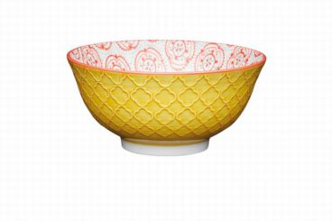 KitchenCraft Bright Yellow Floral Ceramic Bowl, 16cm