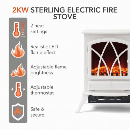Warmlite - Stirling Electric Stove White 2kW - Image 2