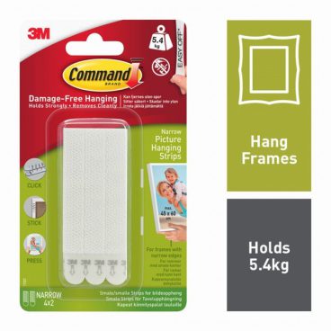 Command Narrow Picture Hanging Strips 4 Sets of Narrow Strips