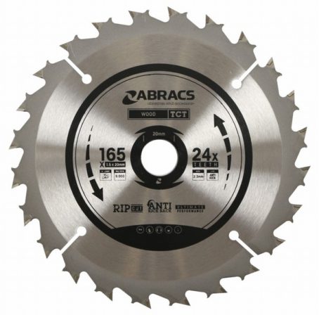 ABRACS TCT SAW BLADES 165MM T24 WOOD