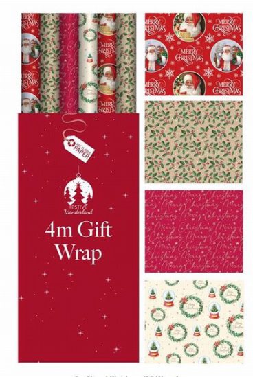 Christmas Wrapping Paper 4m Traditional