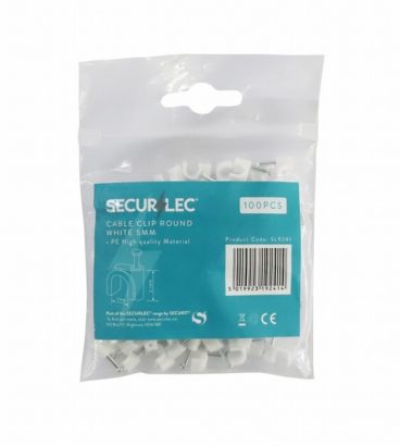 CABLE CLIPS ROUND 5MM WHITE PK100