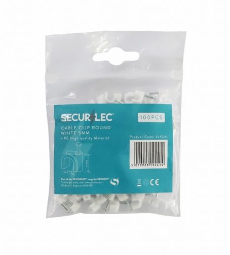 CABLE CLIPS ROUND 5MM WHITE PK100