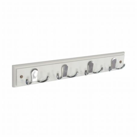 HOOK BAR WHITE 6 HOOK SATIN NICKEL