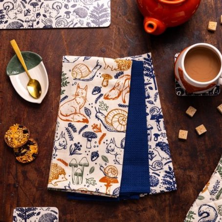 P&K TEA TOWEL WOODLAND 3PK