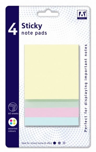 A STAR SQUARE STICKY NOTE PADS 4PK