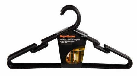 COAT HANGERS BLACK PLASTIC PK8 SUPA