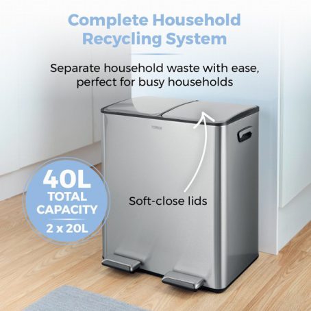 40L Recycling Pedal Bin Tower - Image 2