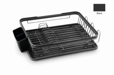 CASA DISH RACK WITH TRAY BLK/CHR