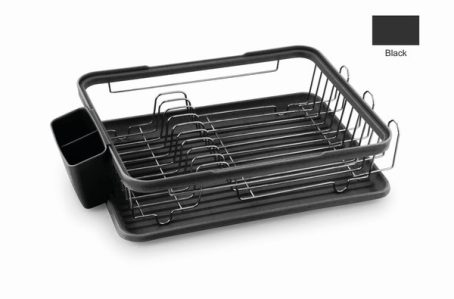 CASA DISH RACK WITH TRAY BLK/CHR