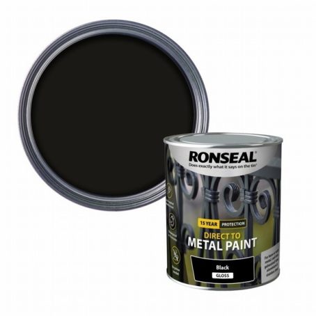 RON DIRECT TO METAL PAINT BLACK GLOSS 750ML