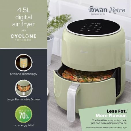 mica07/25 AIR FRYER SWAN RETRO GREEN 4.5L - Image 2