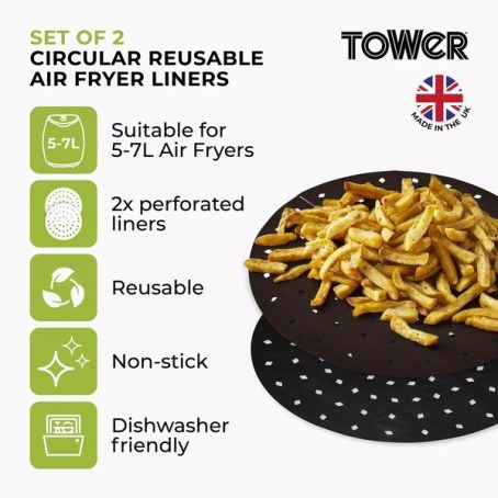 TOWER SILICONE AIR FRYER TRAY ROUND 5L-7L PK2 - Image 2