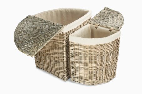 LARGE ANTIQUE WASH CORNER LINEN BASKET - Image 2