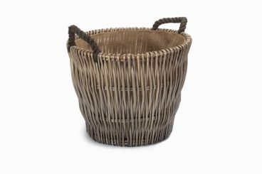 SMALL ROUND GREY LOG BASKET