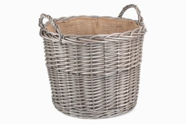 EXTRA LARGE ROUND LINED WICKER LOG BASKET