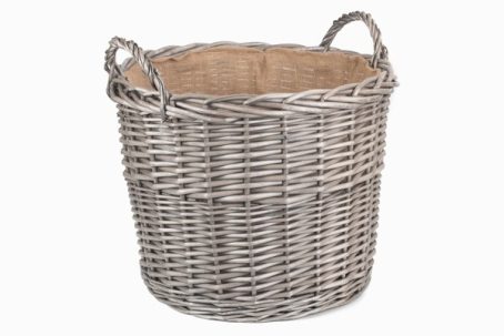 EXTRA LARGE ROUND LINED WICKER LOG BASKET