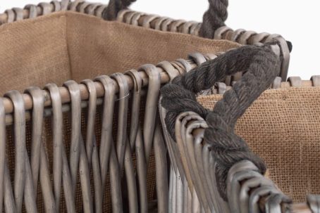 Log Basket - Vertical Weave Rectangle Large Grey - Image 2