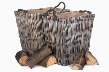 Log Basket – Vertical Weave Rectangle Large Grey