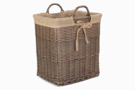 ANTIQUE WILLOW LOG BASKET/STORE BASKET SQR