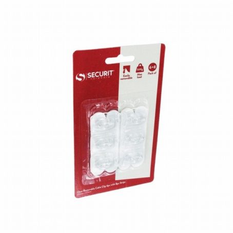 SECURIT REMOVABLE HOOKS CABLE CLIPS CLEAR PK3