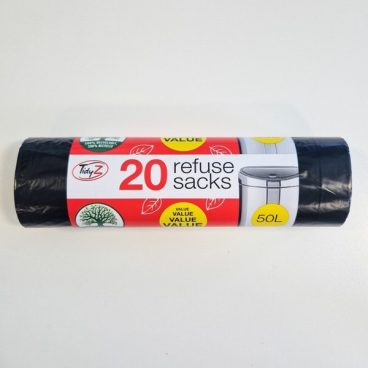 BIN BAGS BLACK REFUSE EXTRA STRONG 50L PK20 n/r