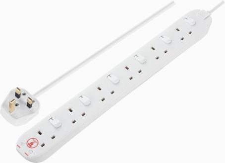 Masterplug - Surge Protected Extension Lead - 6Gang 2Metre 13Amp