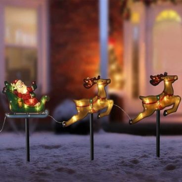 STAKE LIGHTS LED SANTA SLEIGH