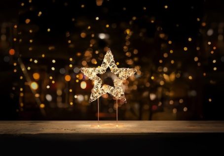 TABLE TOP STAR ROSE GOLD 45CM